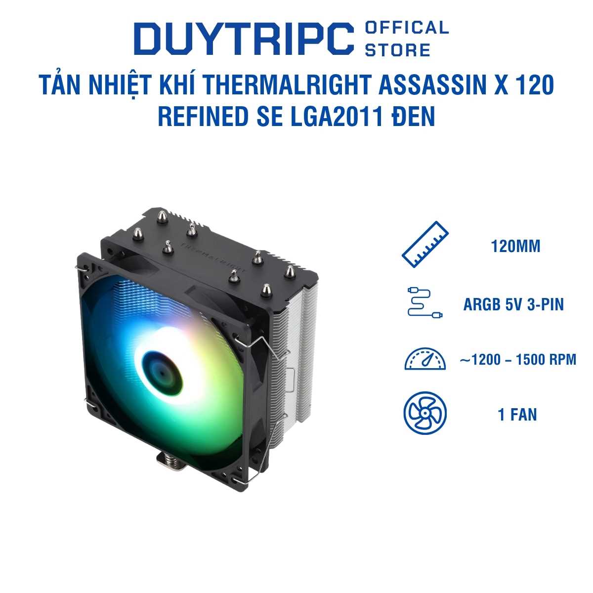 Tản Nhiệt Khí Thermalright Assassin X 120 Refined SE LGA2011 Đen – Tản CPU 120mm, 4 Heatpipe, Chuyên Xeon, Hiệu Năng Ổn Định